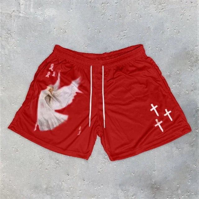 Christian Angel Cross 3D Print Breathable Shorts 