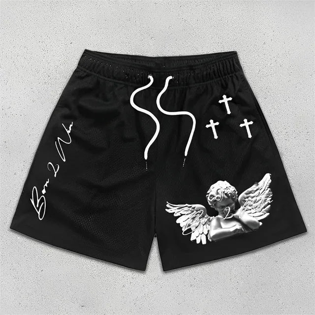 Christian Angel Cross 3D Print Breathable Shorts 