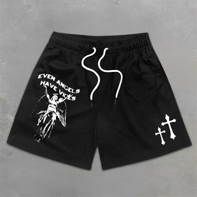 Christian Angel Cross 3D Print Breathable Shorts 