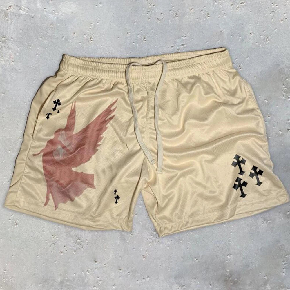 Christian Angel Cross 3D Print Breathable Shorts 