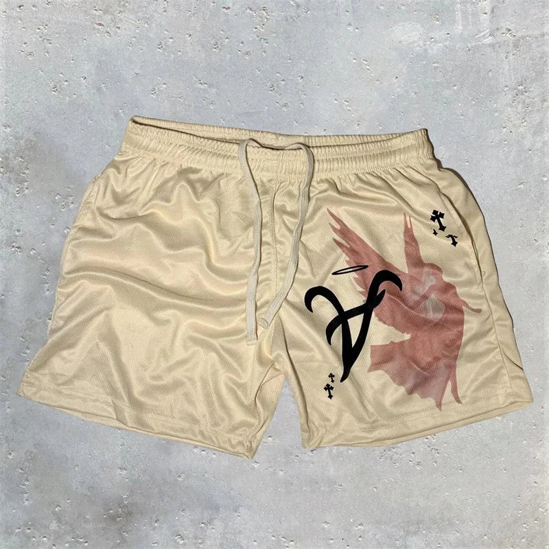 Christian Angel Cross 3D Print Breathable Shorts 