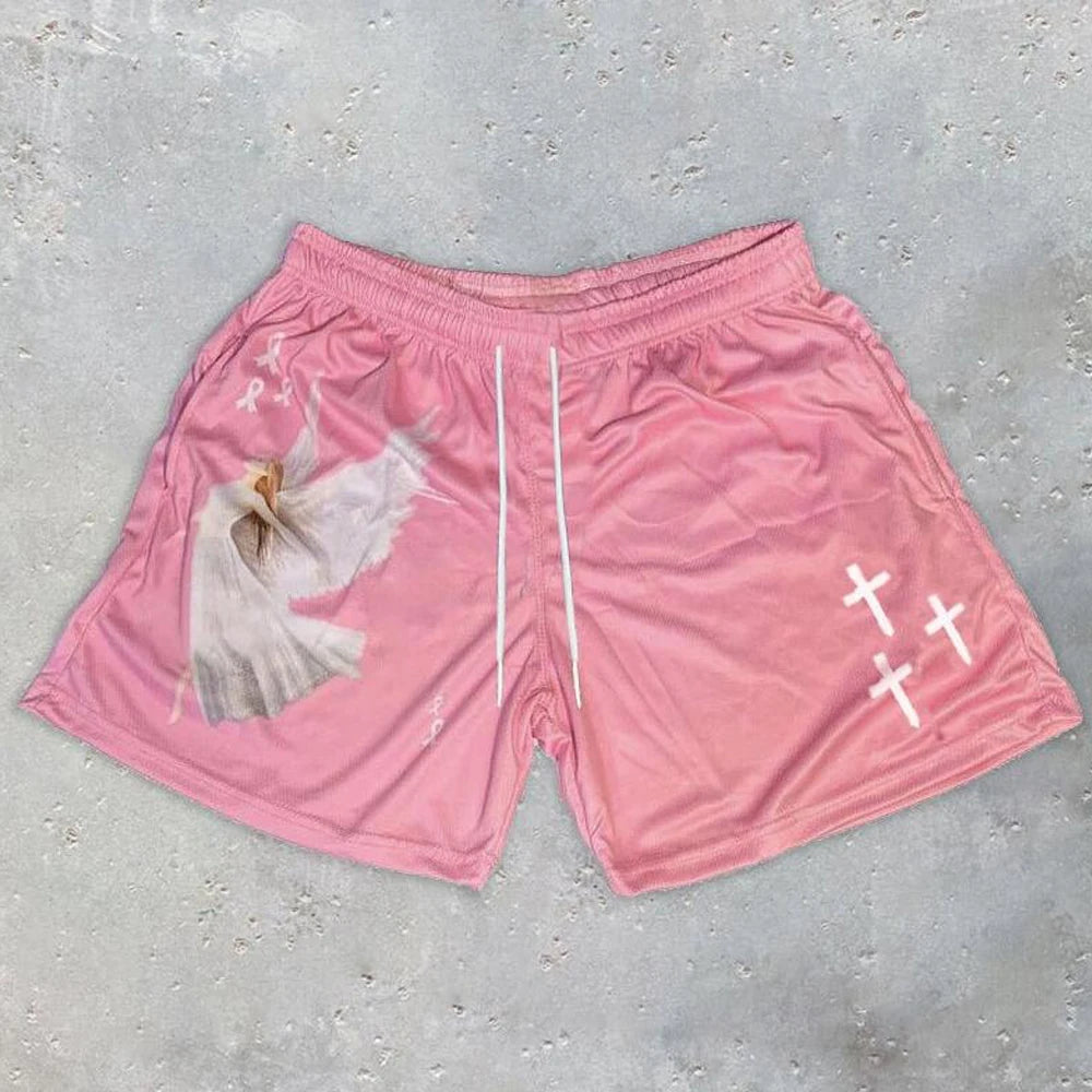 Christian Angel Cross 3D Print Breathable Shorts 