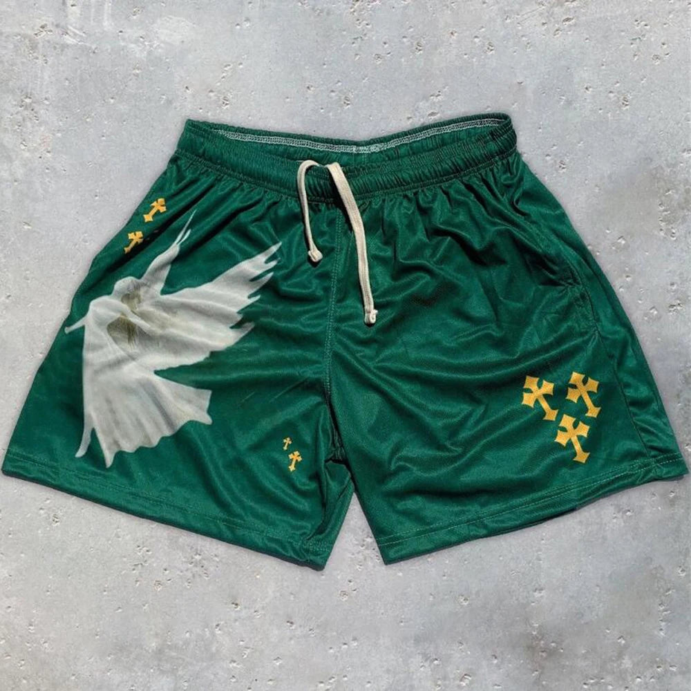 Christian Angel Cross 3D Print Breathable Shorts 